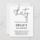 Minimalistisch wit zwart script | Dertigste verjaa RSVP Kaartje (Voorkant)