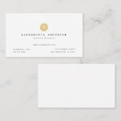Minimalistisch witgouden monogram Visitekaartje (Voorkant / Achterkant)