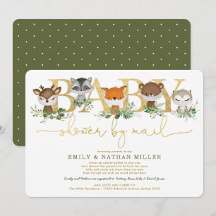 Minimalistisch Woodland Greenery Baby shower per p Kaart