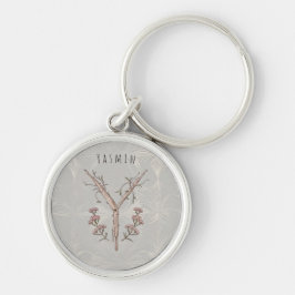 Minimalistisch Yarrow Flower Monogram 'Y' Sleutelhanger