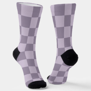 Minimalistisch Zachte Lavendel Schachbrett Patroon Sokken