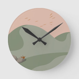 Minimalistisch Zee Green Boho berglandschap Ronde Klok