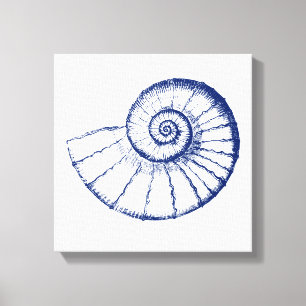 Minimalistisch Zee Shell Nautilus Canvas Afdruk
