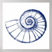 Minimalistisch Zee Shell Nautilus Poster (Voorkant)