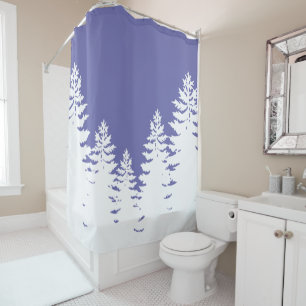 Minimalistisch zeer peri-pijnboomsilhouet douchegordijn