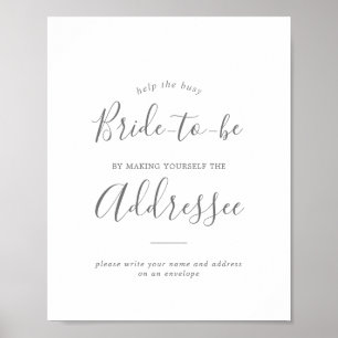 Minimalistisch zilver adres en envelopteken poster