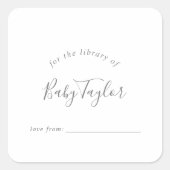 Minimalistisch zilver Baby shower Vierkante Sticker (Voorkant)