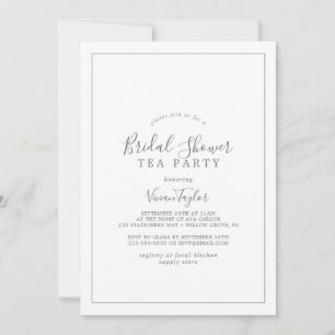 Minimalistisch zilver Vrijgezellenfeest Tea Party Kaart