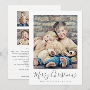 Minimalistisch zilver vrolijk kerstjaar in Review Feestdagenkaart