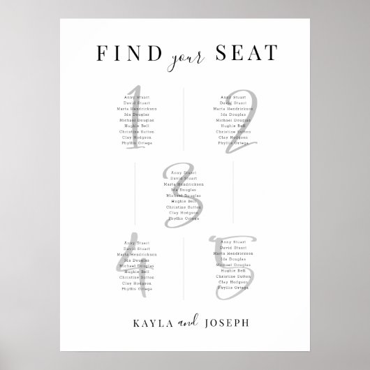 Minimalistisch Zitkaar Tabel 5 Teken Board Poster (Voorkant)