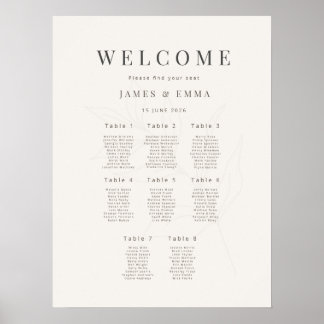 Minimalistisch zitplaatsenplan voor trouw(8)Warm W Poster