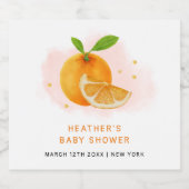 Minimalistisch zoet Sinaasappel Citrus Baby shower Sparkling Wijnetiket (Enkel label)