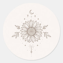Minimalistisch zonnebloem- en maandesign
