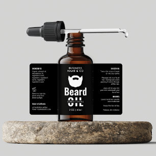 Minimalistisch Zwart Baard Olie Dropper Flesetiket Etiket