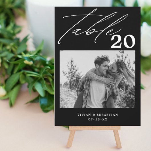 Minimalistisch zwart bruiloft tafel nummer Afbeeld Aankondiging