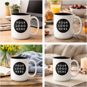 Minimalistisch Zwart Cirkel Logo Modern Merkdesign Tweekleurige Koffiemok