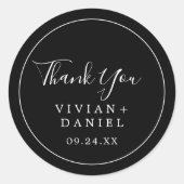 minimalistisch | Zwart Dank u huwelijksgunst Stick Ronde Sticker (Voorkant)