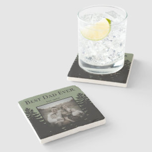 Minimalistisch zwart dennenboom silhouet personali stenen onderzetter