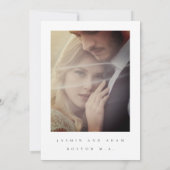 Minimalistisch zwart eenvoudig script 3 foto bruil save the date (Achterkant)