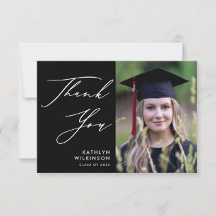 Minimalistisch zwart elegant script AFSTUDEERDER D Kaart