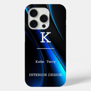 Minimalistisch zwart en blauw Modern Monogram Hoes