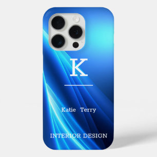 Minimalistisch zwart en blauw Modern Monogram Hoes