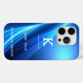 Minimalistisch zwart en blauw Modern Monogram Hoes (Achterkant (horizontaal))