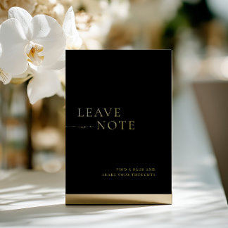 Minimalistisch zwart en goud gastenboek teken folie uitnodiging