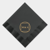 Minimalistisch zwart en goud Monogram / Logo Folie Servetten (Rechts)
