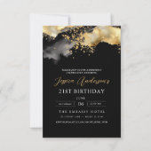 Minimalistisch zwart en goud script 21ste verjaard kaart (Voorkant)