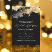 Minimalistisch zwart en goud script 50ste verjaard kaart