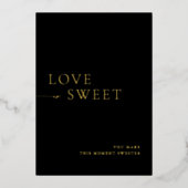 Minimalistisch zwart en goud tafelteken folie uitnodiging (Voorkant)