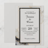 Minimalistisch zwart en gouden huwelijk kaart (Voorkant / Achterkant)