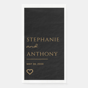 Minimalistisch zwart en goudhartmodern huwelijk servet