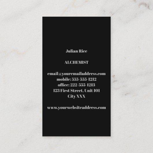 Minimalistisch zwart en grijs visitekaartje (Achterkant)