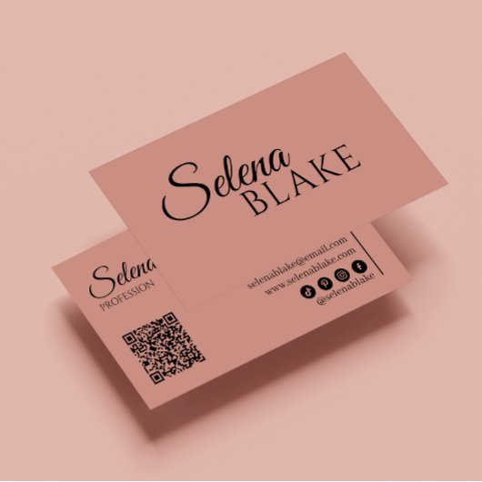 Minimalistisch zwart en roze | Moderne QR-code Visitekaartje