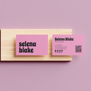 Minimalistisch zwart en roze  Moderne QR-code Visitekaartje