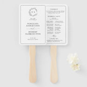 Minimalistisch zwart en wit blad huwelijksprogramm handwaaier (Voorkant en achterkant)