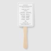 Minimalistisch zwart en wit blad huwelijksprogramm handwaaier (Achterkant)