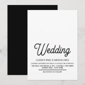 Minimalistisch - zwart en wit - bruiloft kaart (Voorkant / Achterkant)