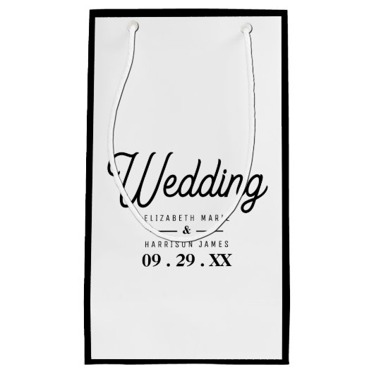 Minimalistisch - zwart en wit - bruiloft klein cadeauzakje (Voorkant)