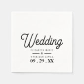 Minimalistisch - zwart en wit - bruiloft servet (Voorkant)