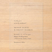 Minimalistisch zwart en wit modern huwelijk acryl uitnodigingen (Voorkant)