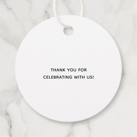 Minimalistisch zwart en wit modern huwelijk bedankjes labels (Achterkant)