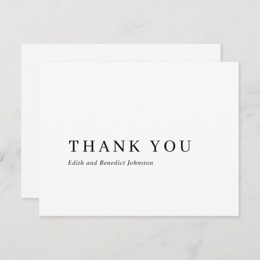 Minimalistisch zwart en wit modern huwelijk bedankkaart (Voorkant / Achterkant)