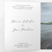 Minimalistisch zwart en wit modern huwelijk drieluik uitnodiging (Binnenzijde eerst)