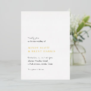 Minimalistisch zwart en wit modern huwelijk folie uitnodiging