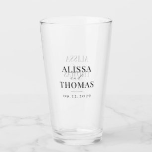 Minimalistisch zwart en wit modern huwelijk glas