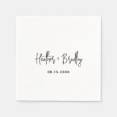 Minimalistisch zwart en wit modern huwelijk servet (Voorkant)