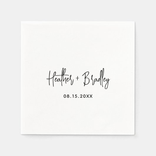 Minimalistisch zwart en wit modern huwelijk servet (Voorkant)